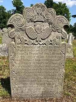 Gravestone carved by Josiah Manning of Franklin CT.