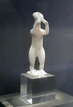 Marble sculpture of an aulos player, Cycladic civilization, c. 2600 BC