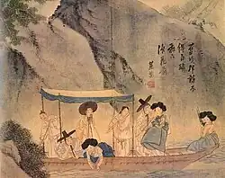 Sin Yunbok (1758–?), A Boat Ride, 1805, Gansong Art Gallery.