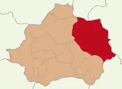 Map showing Kütahya District in Kütahya Province