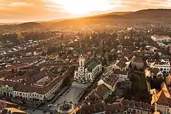 Main square of Kőszeg with Sacred Heart Church