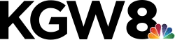 The letters K G W in a sans serif next to a bolder sans-serif 8, overlapped in the lower right corner by the NBC peacock logo