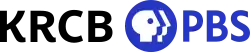 The letters KRCB in black, curly sans serif text next to the PBS logo and wordmark in blue