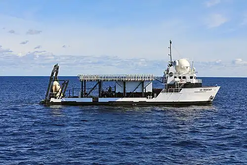 Crew Dragon sits on the vessel, about 200 miles off Florida’s east coast, after the Demo-1 mission, March 8, 2019