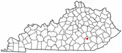 Location of East Bernstadt, Kentucky