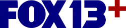 The Fox network logo next to a black numeral 13 in a sans serif typeface. A plus sign is featured as a large superscript to the 13.