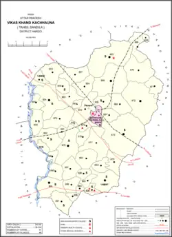 Map showing Gaju (#864) in Kachhauna CD block