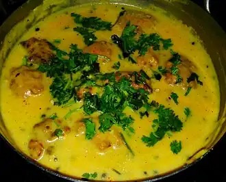 Kadhi Pakora : pakoras in a spiced yogurt gravy served with rice or roti