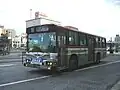 Two-step bus used on general routes, with the 1989 livery.