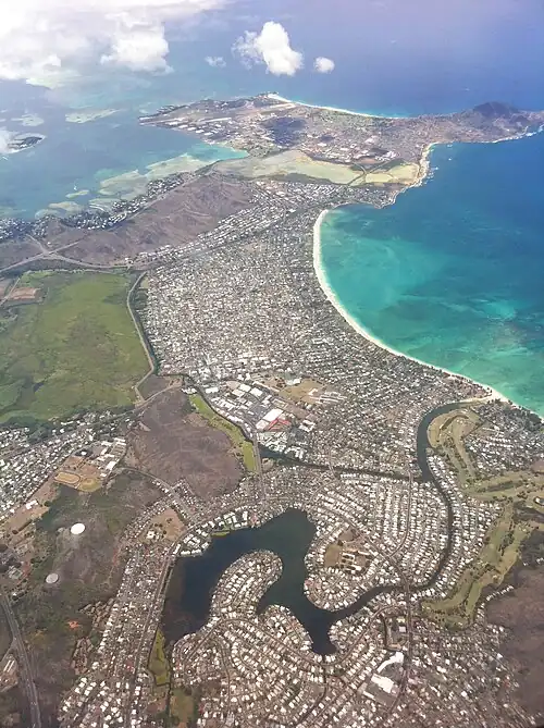 Aerial photo of Kailua, Enchanted Lake, and Mokapu Peninsula