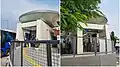 Linkway to transfer from the arrival (right) to the departure (left) platforms