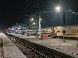 13175 Silchar Kanchanjunga Exp Standing on Platform 2 at GossaigaonHat with old ICF rake
