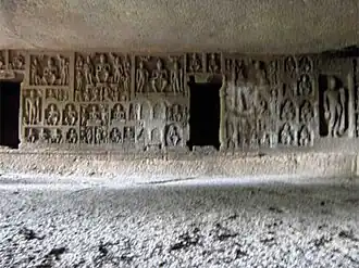 Wall carvings at Kanheri Caves