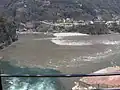 The Alaknanda (from right) is joined by Pindar river (from bottom) at Karnaprayag at a height of 788&nbsp;m (2,600&nbsp;ft.)