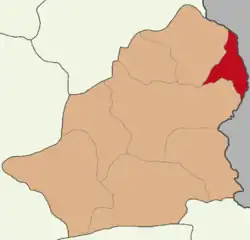 Map showing Akyaka District in Kars Province