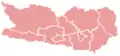 Map indicating the districts of Carinthia