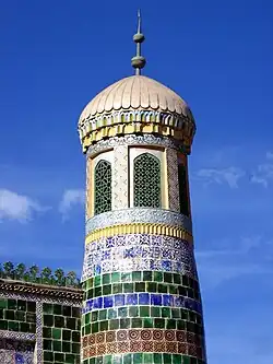 Detail of the tiled minaret