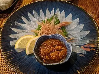 Kawahagi sashimi with liver sauce