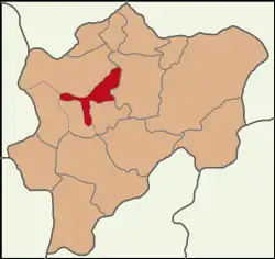 Map showing Melikgazi District in Kayseri Province