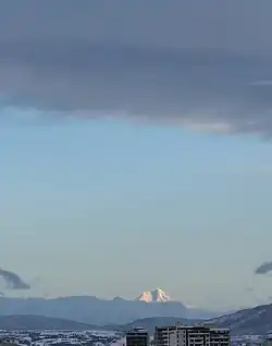 Mount Kazbegi from Tbilisi in the Winter