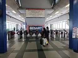 The fare gates at the station