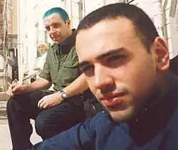 Rodgers and Okan at Tallinn Town Hall Square, c. 2001
