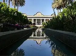 Image 34Reflection of the Bagh-e Narenjestan (orange garden) and the Khaneh Ghavam (Ghavam house) at Shiraz, Iran (Persian garden) (from List of garden types)