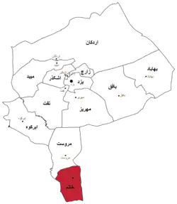 Location of Khatam County in Yazd province