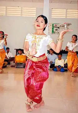 A Khmer traditional dancer in sompot chong kben