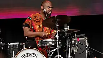 Johnson performing with Khruangbin in 2018