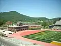 Howard's Knob and the Appalachian State University campus as seen from the West End Seats and the old Owens Field House in 2011.
