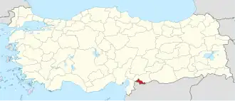 Location of the province within Turkey