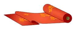 A diagram of an orange roll of fabric.