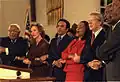 Martin Luther King Sr., Rosalynn Carter, Andrew Young, Coretta Scott King, and President Jimmy Carter in 1979.