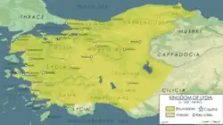 Map of the Lydian Kingdom in its final period of sovereignty under Croesus, c. 547 BCE.