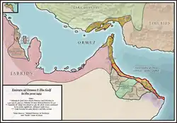 Area of control of Hormuz in the 15th century