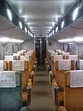 Upper deck seating of a refurbished bilevel car in April 2007