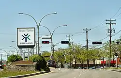 Old "Welcome to Kirkland" sign viewed from St. Charles Blvd (heading north)