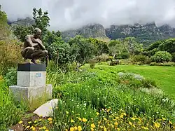 A statue installation in the garden.