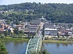The Kittanning Citizens Bridge, Armstrong County Courthouse, and downtown of Kittanning