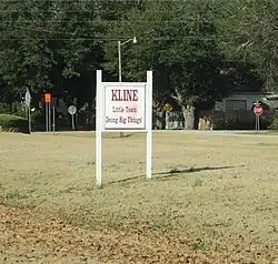 Kline welcome sign