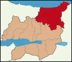 Map showing Kandıra District in Kocaeli Province