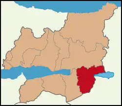Map showing Kartepe District in Kocaeli Province