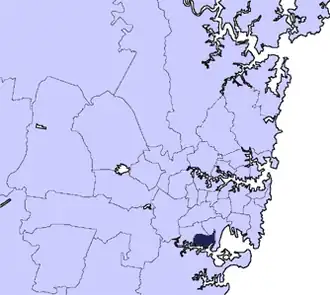 Location in Metropolitan Sydney, 1887–2016