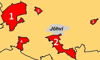 Ahtme (marked 2) and other districts of Kohtla-Järve