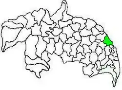 Mandal map of Guntur district showing Kollipara mandal (in green)
