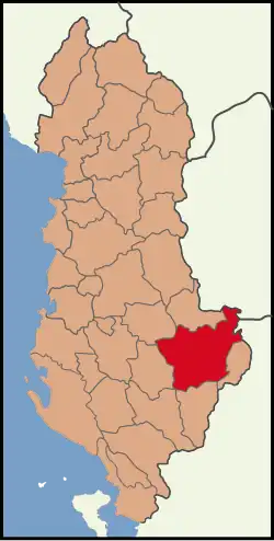 Location of Korçë District