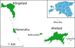 Map of Ahelaiu and other nearby islets