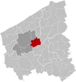 Location of Kortemark in West Flanders