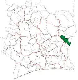 Location in Ivory Coast. Koun-Fao Department has retained the same boundaries since its creation in 2005.